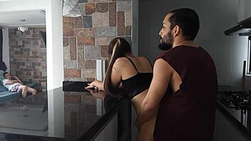 Creampied my friend’s wife in their kitchen sneaky! 😏