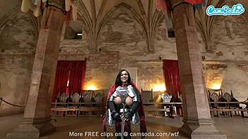 big boobs ashlyn peaks cosplays in knight armor while masturbating with wand