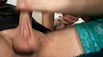 young sucker can't stop licking and jerking boyfriend's huge cock