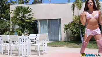 Extra small miniature stepsister zaya showing off her new rollerblade