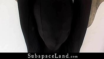 BDSM playtime: Submissive in black bondage gear