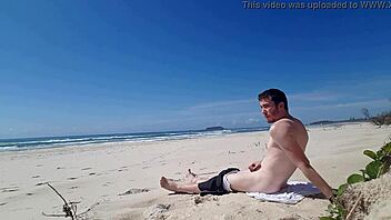 Jerking off on the beach publicly!