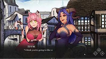 Demon girl gets titties fucked in busty hentai game