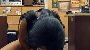 ebony with huge tits gets drilled by pawn keeper on hidden cam