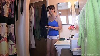 A stepmom gives oral pleasure to her stepson