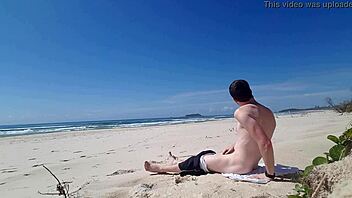 Jerking off on the beach publicly!