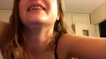 European beauty in lingerie gives a sensual blowjob