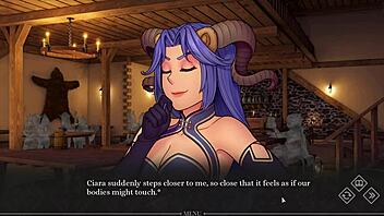 Demon girl gets titties fucked in busty hentai game