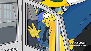 Police Marge Fails Arrest, Gets Fucked by Snake in Simpsons