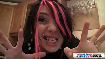 Crazy emo girlfriend strips and teases.