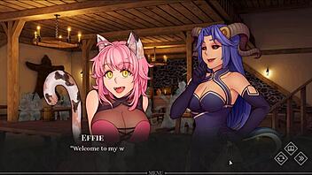 Demon girl gets titties fucked in busty hentai game