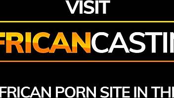 African amateur masturbating gets surprised by real big cock