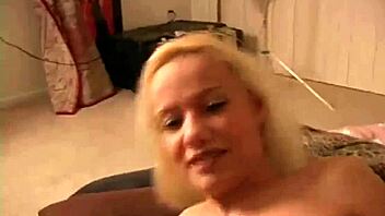Busty blonde celeste jerks and sucks cock for facial cumshot.
