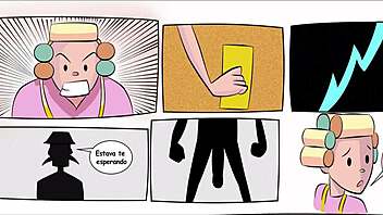 His stepmother dominates her florist lover's backdoor in a comic and kinky scene