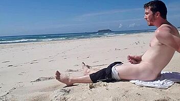 Jerking off on the beach publicly!