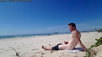 Jerking off on the beach publicly!