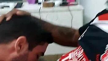 Novinho Goes To Play Game, Ends Up Sucking Big Black Cock