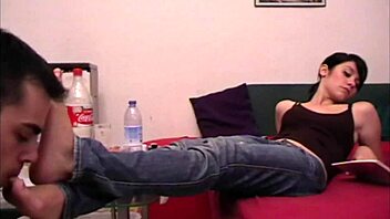 footslaves licking ladies feet in femdom session 😈