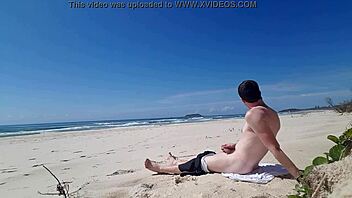 Jerking off on the beach publicly!