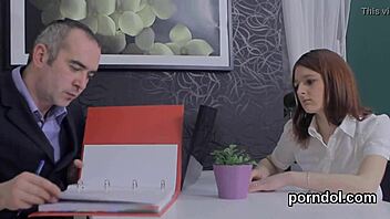 Elderly tutor seduces and has sex with his attractive student
