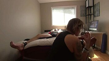 gwen dominates with feet bondage