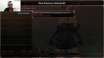 Karryn in prison hentai game masturbates with big tits