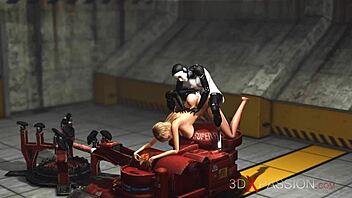 Female android fucks sexy blonde hard!
