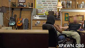 Sex in shop with a big rod. Couple gets nasty behind the counter!