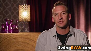 Brunette couple feels pleasure in group orgy