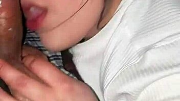 Sexy Chicana Gives Handjob and Deepthroats Big Cock.