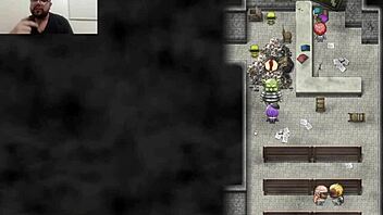 Karryn in prison hentai game masturbates with big tits