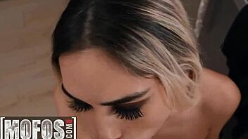 Violet Gems flirts with Jmac by the pool, then spreads her pussy for his big cock