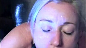 My amateur girlfriend takin' cum shots on her face from big cock