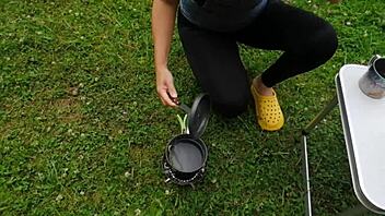A steamy encounter with my stepmother during a weekend camping trip - Foot fetish and dirty soles
