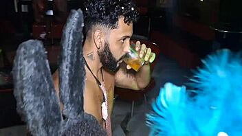 Wild Brazilian carnival orgy with friends ends in bareback anal creampie