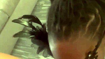 Sexy slim sucking dick on spinning office chair