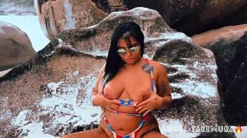 Angel Takemura Strips Topless for Surfers at Grumari Beach - RJ