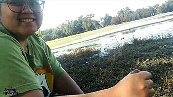 Latina Wife Gives Public Blowjob At Lake.