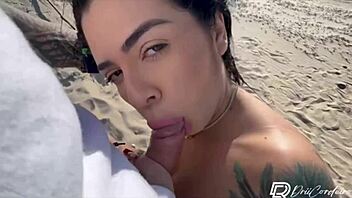 Drii Cordeiro plaj turiste POV oral yapıyor