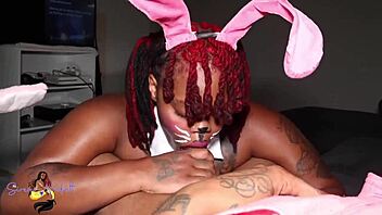 Easter ebony bunny with big ass riding a monster cock 😘