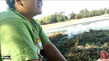 Latina Wife Gives Public Blowjob At Lake.