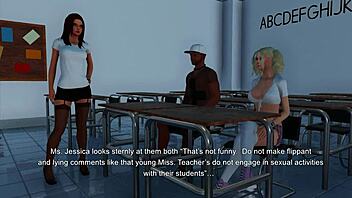 A steamy threesome unfolds in a 3DX chat reality scene
