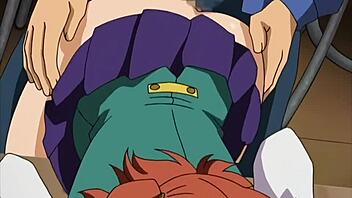 I fondle the bartender's buttocks and she performs oral sex on me in the backroom - anime with English subtitles
