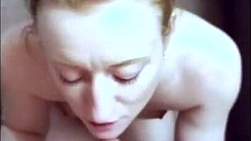 My amateur girlfriend takin' cum shots on her face from big cock