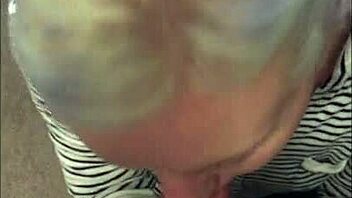 My amateur girlfriend takin' cum shots on her face from big cock