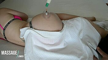 European amateur receives pleasure from a sensual vacuum massage