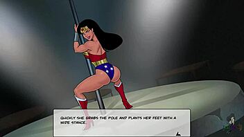 Comic-themed strip club adventure with intense orgasmic fingering and toys
