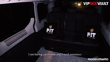 Naughty redhead Vanessa Shelby gets hardcore car sex with driver Matt Ice