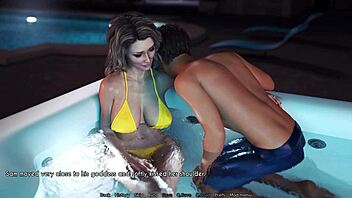 A married woman and her mature co-wife in a steamy hotel encounter in a 3D game