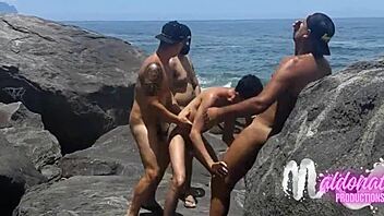 Brazilian gay orgy on riverbank: Uninhibited outdoor gay sex